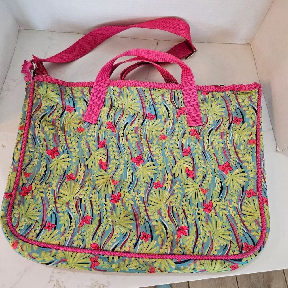 Lilly Pulitzer Neoprene Laptop Tote Satchel Messenger Bag 11" x 16" - Picture 2 of 11
